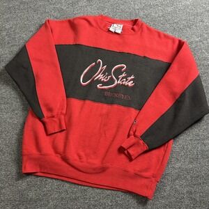 Vintage Ohio State Buckeyes Sweatshirt Mens Large Red NCAA Football Crable